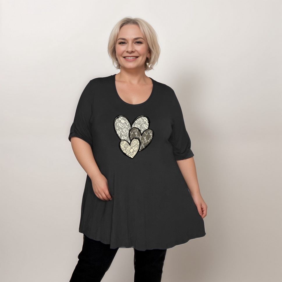 SWING TOP WITH CAMO + LEOPARD HEARTSBLACK GREEN / UK 14