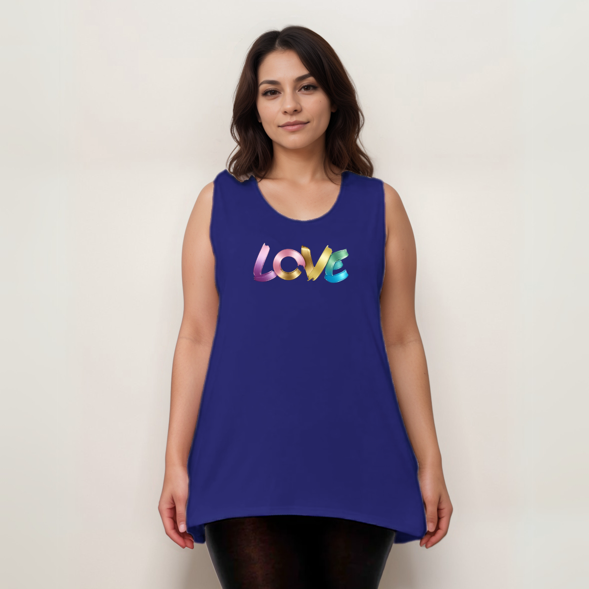 Sleeveless Cut-Side Vest with Multi-Colour “LOVE” Logo