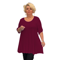 ROCKTHOSECURVES LOOSE FITTING A-LINE SWING TOP WITH BUTTON SLEEVES