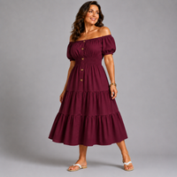 Off Shoulder Frilled / Layered Gypsy Dress