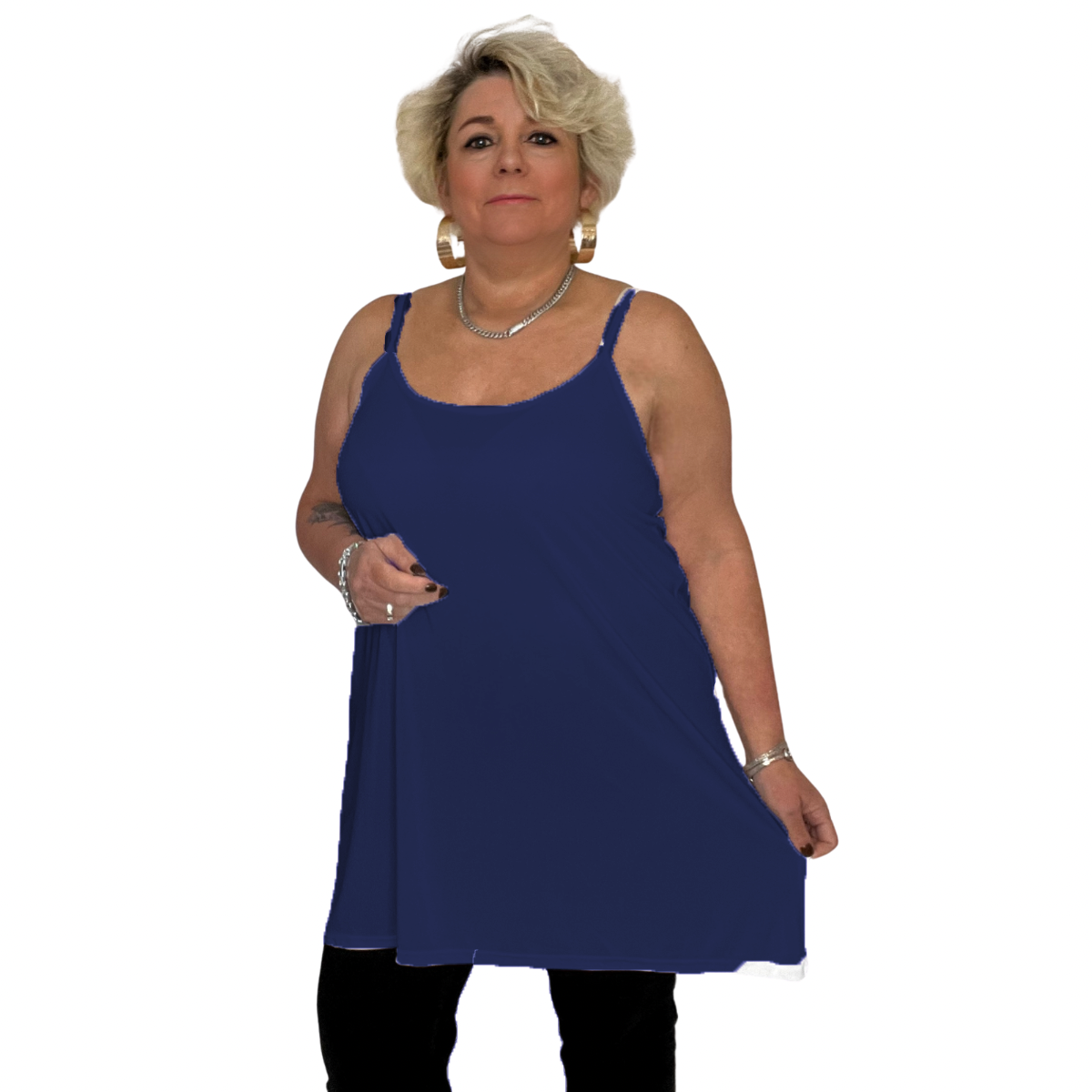 Navy strappy vest outlet top