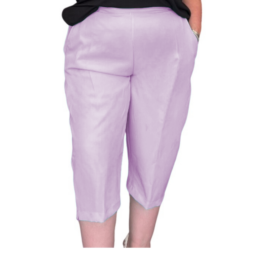 ROCKTHOSECURVES 1/2 ELASTIC WAIST 3/4 CAPRI TROUSERS / PANTSLILAC / UK 12