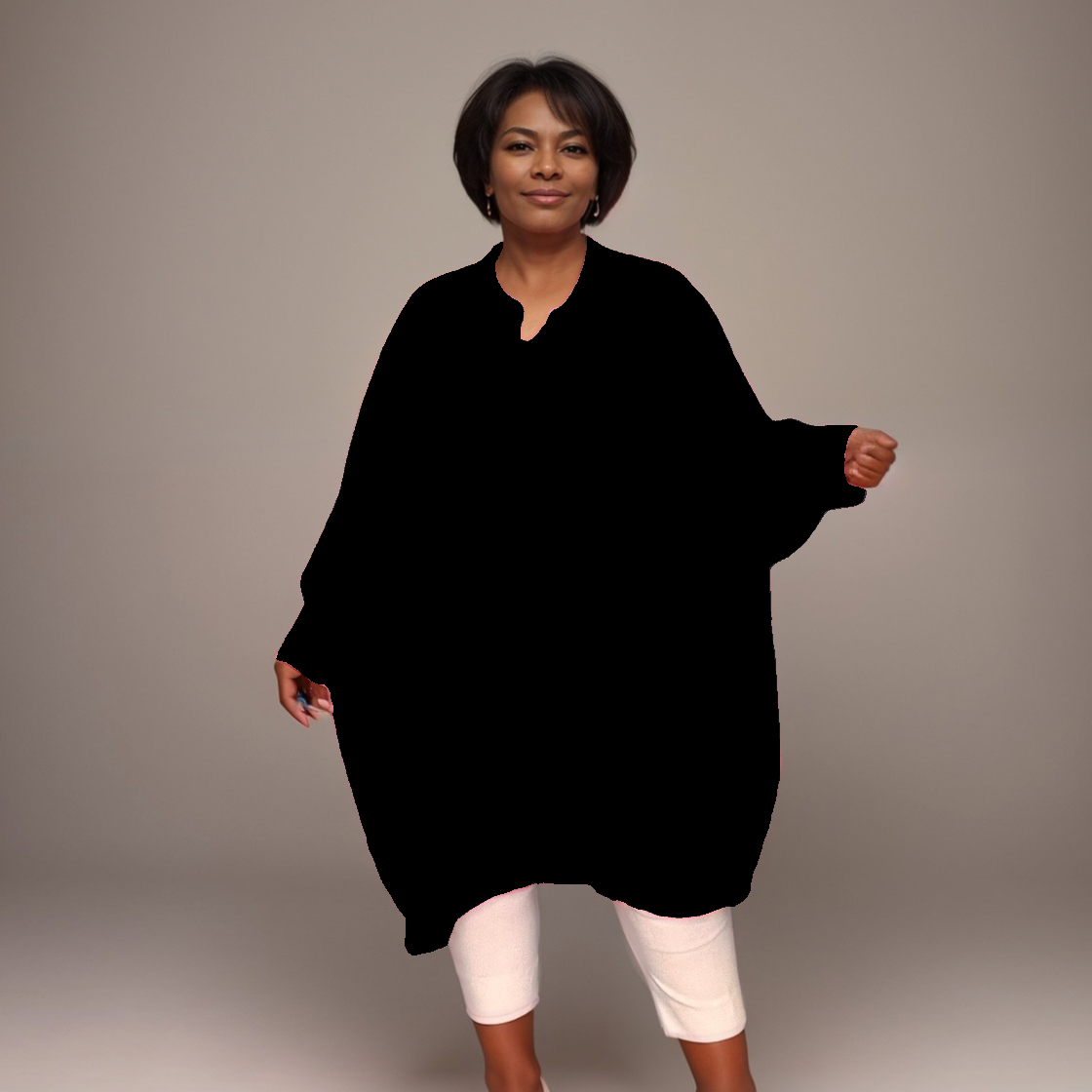 Oversized Plus‑Size Shirt with Feature Cuffs