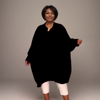Oversized Plus‑Size Shirt with Feature Cuffs