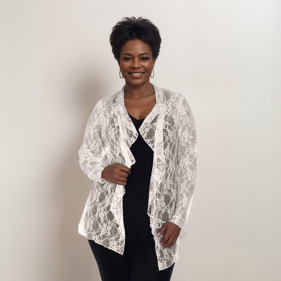 LACE LONG SLEEVE WATERFALL CARDIGAN / JACKET