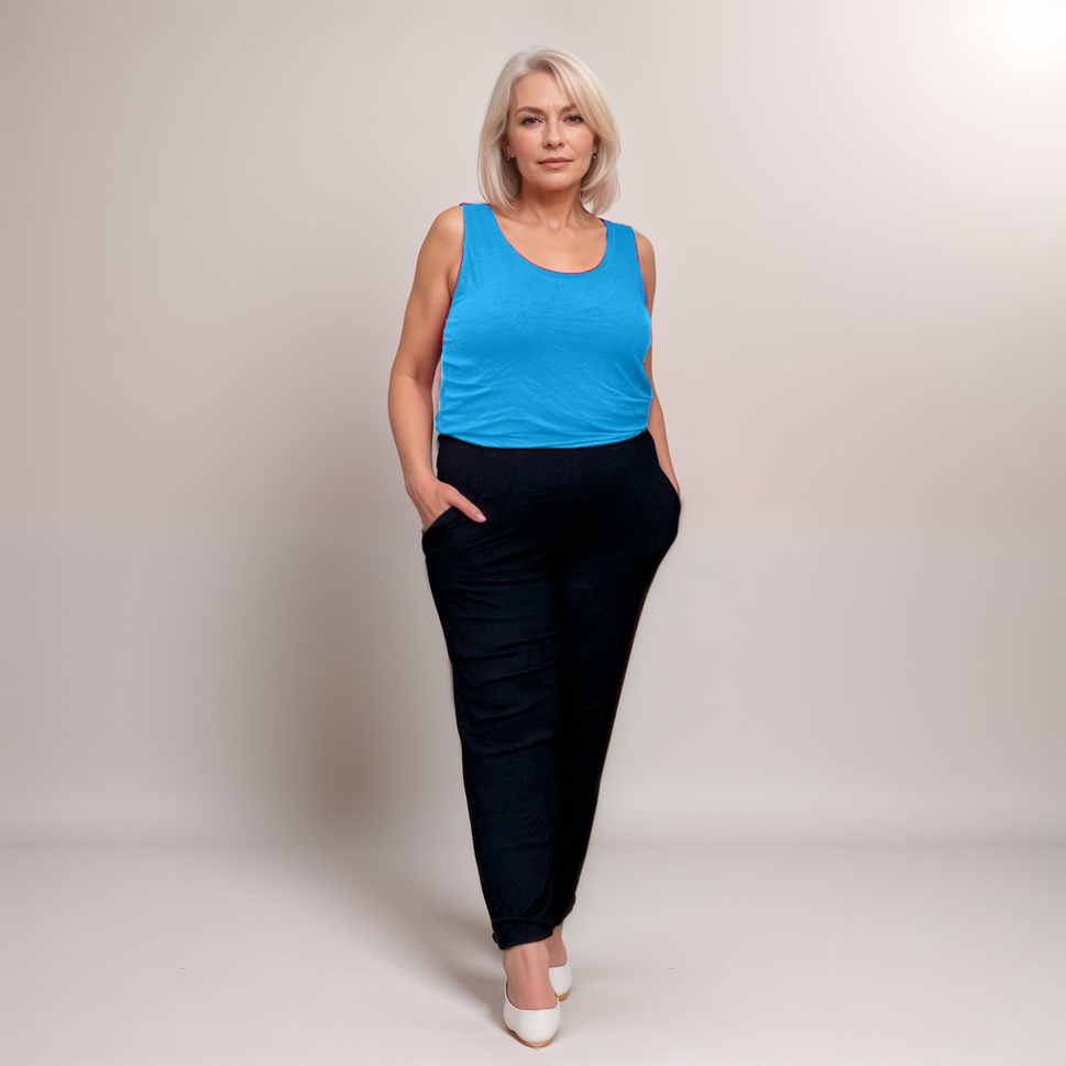 TWO COLOUR SLEEVELESS JUMPSUIT WITH SIDE POCKETS