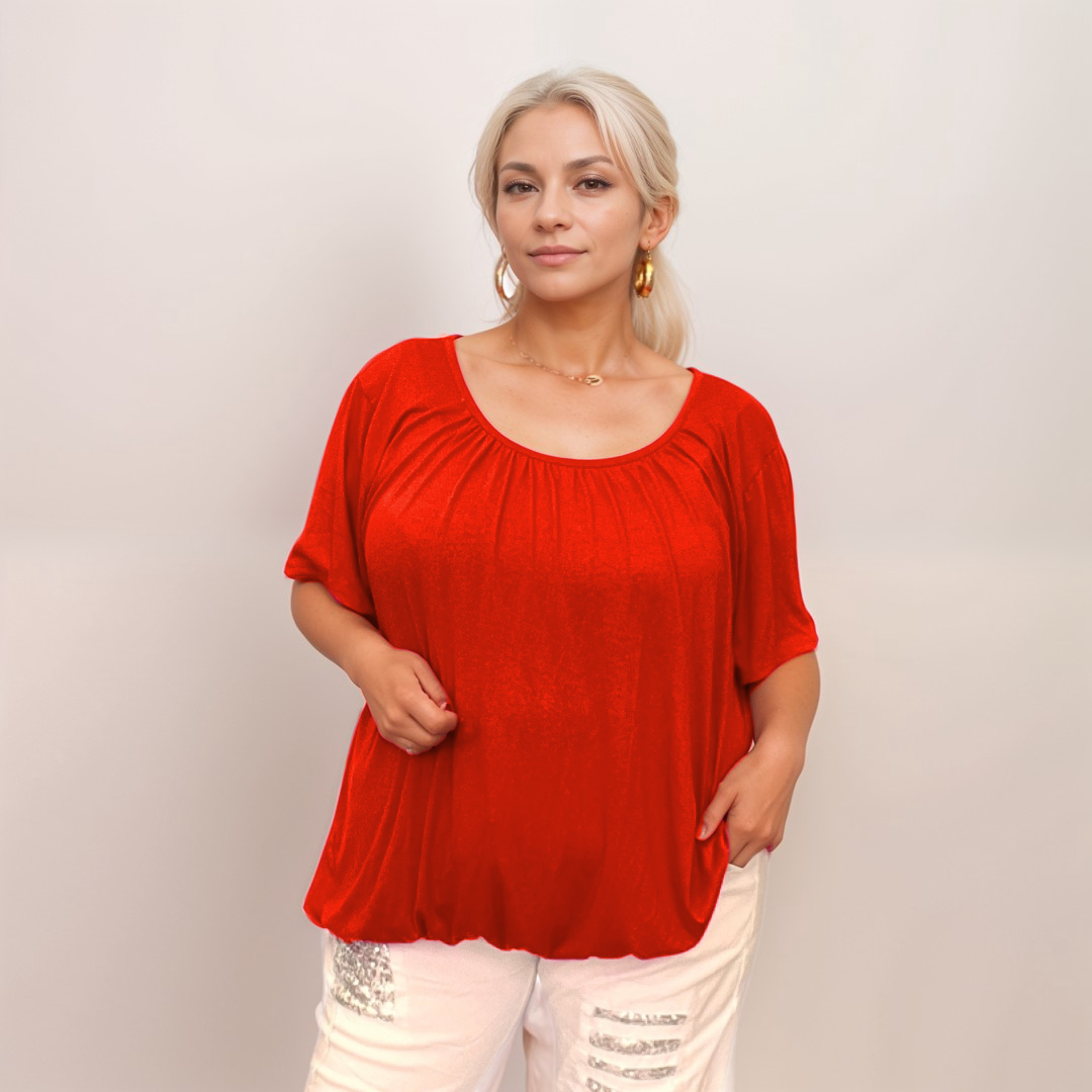 Plain Elasticated Neck & Waist T-Shirt