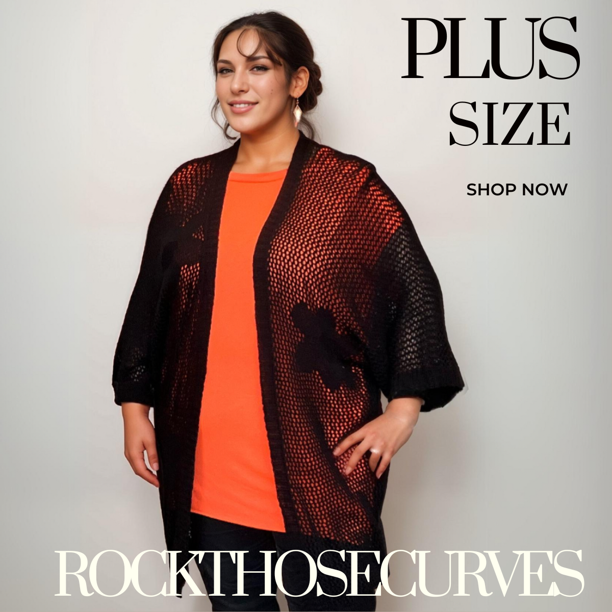 ROCKTHOSECURVES BATWING CROCHET LONG CARDIGAN