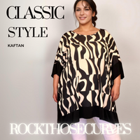 ROCKTHOSECURVES OVERSIZED SOFT STRETCHY ABSTRACT KAFTAN WITH PANEL EDGING