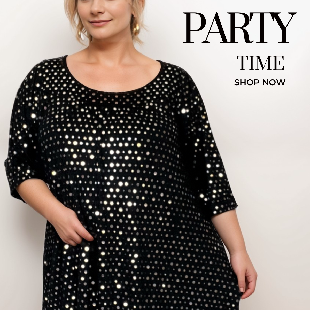 BLACK SEQUIN COVERED SHORT SLEEVE SMOCK TOP