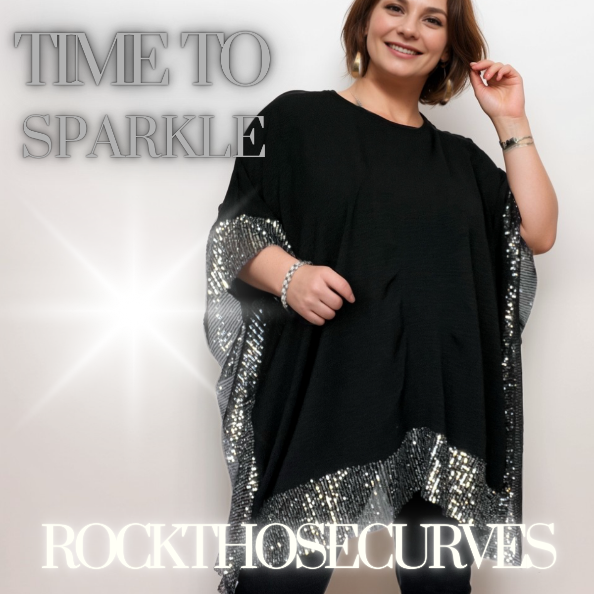 ROCKTHOSECURVES OVERSIZED KAFTAN BLOUSE SEQUIN EDGES