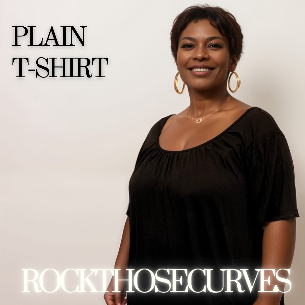 ROCKTHOSECURVES SHORT SLEEVE PLAIN T-SHIRT / TOP WITH ELASTICATED WAIST AND NECK