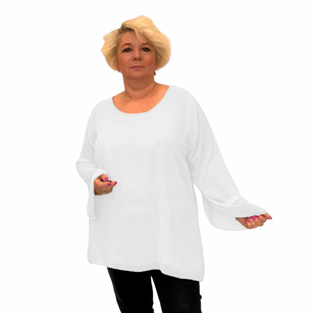 CHIFFON LINED BLOUSE WITH FLUTED SLEEVES