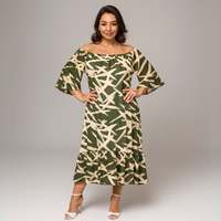 Frilled Hem Off Shoulder Lined Dress