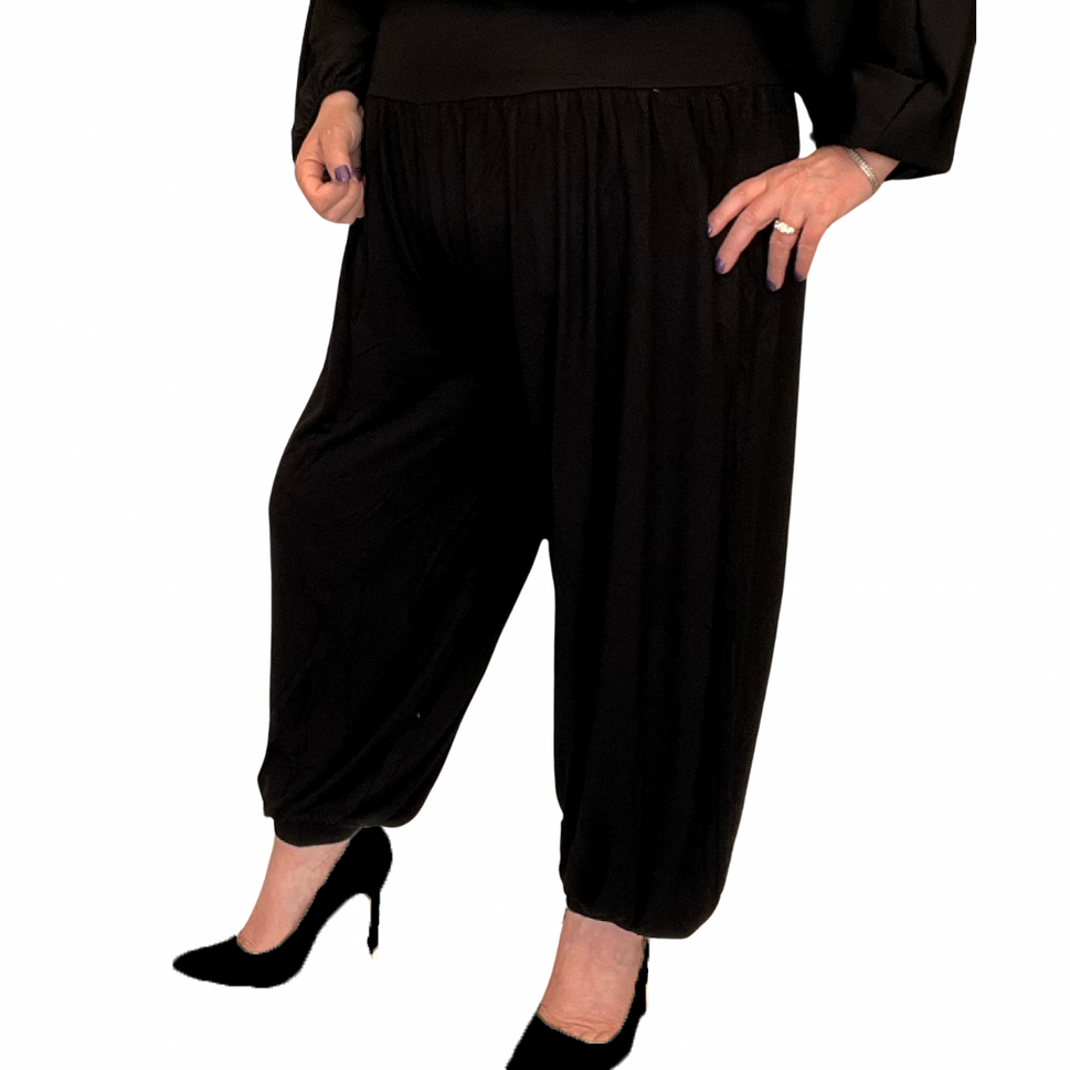 SOFT STRETCHY HIGH WAIST HAREM PANTSBLACK / UK 12-14