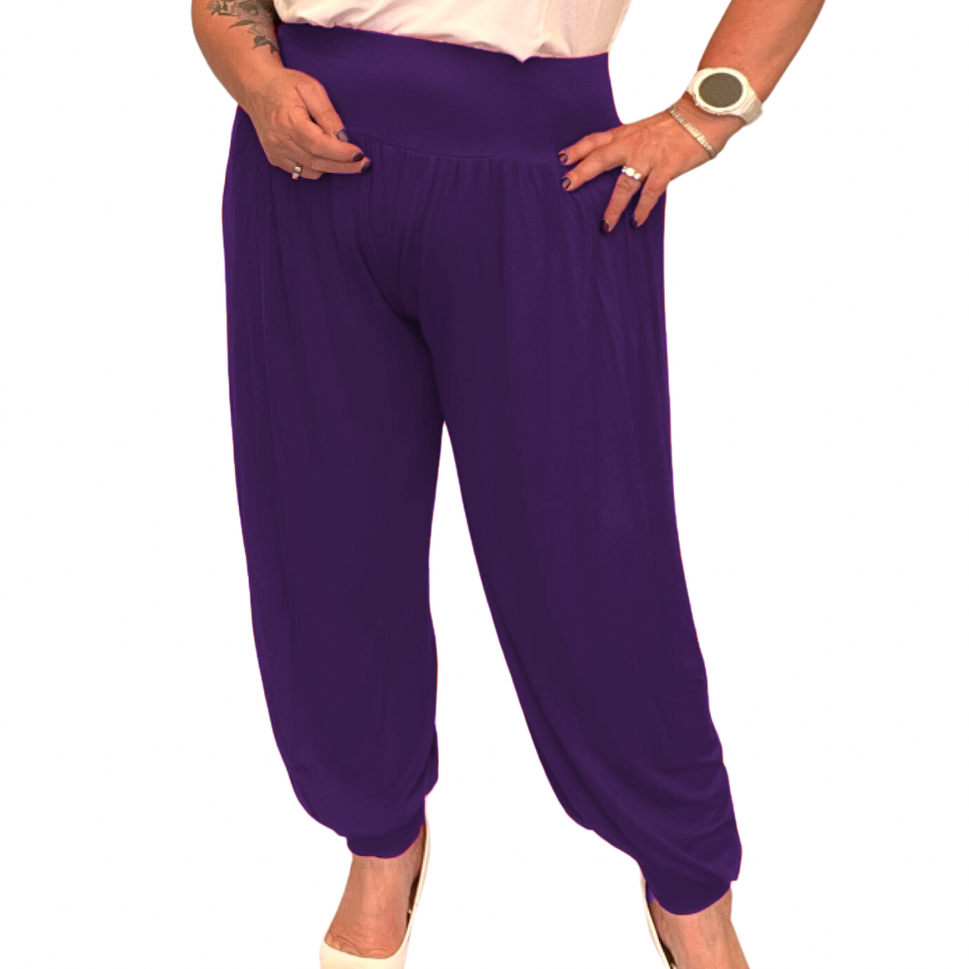 ROCKTHOSECURVES SOFT STRETCHY HIGH WAIST HAREM PANTSPurple / UK 12-14