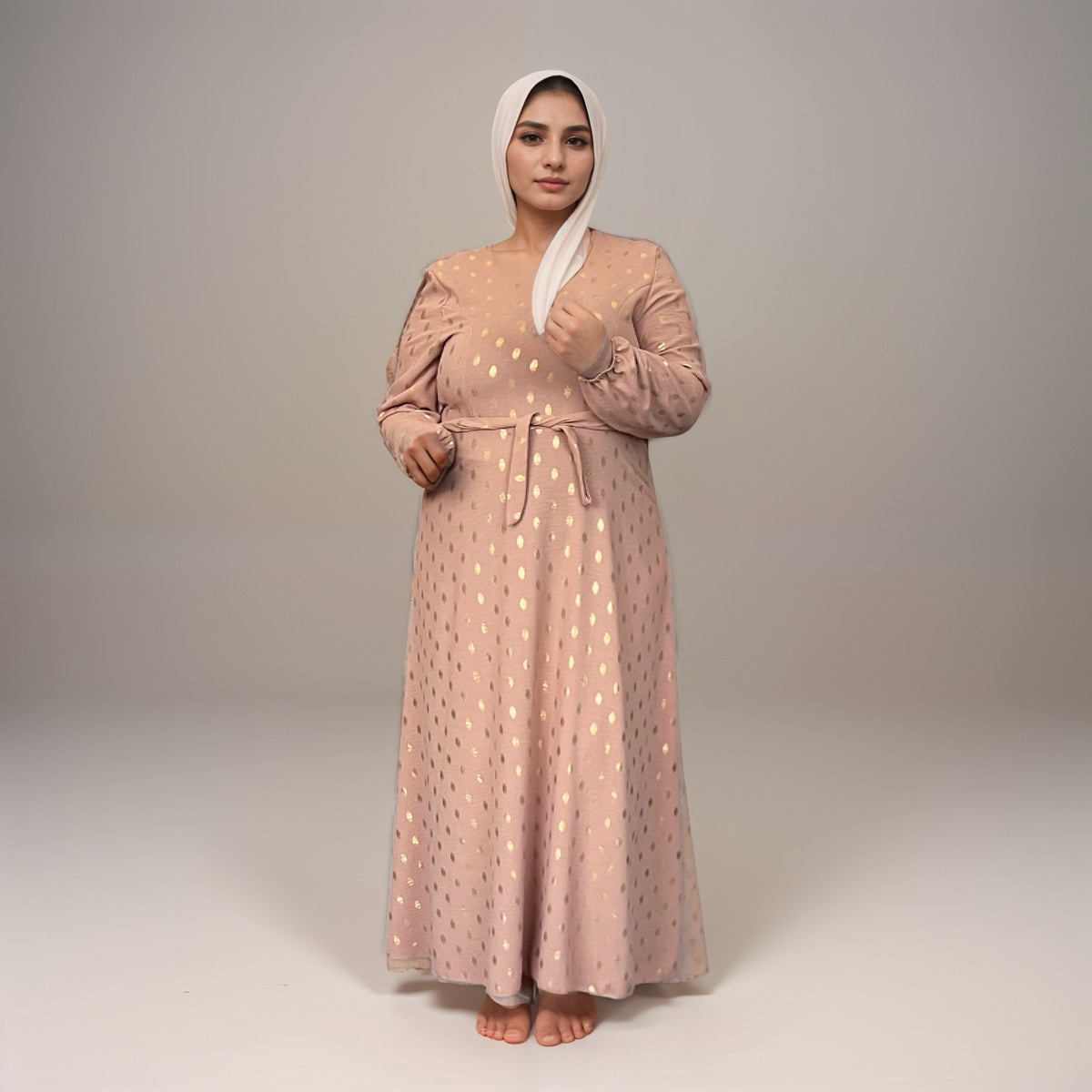 PINK GOLD SPOT MAXI DRESS