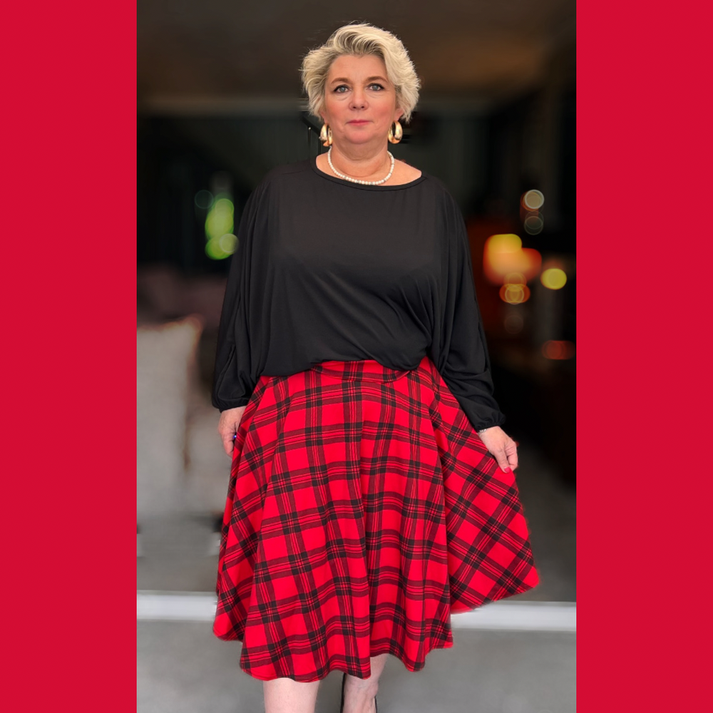Plus size sales red check skirt