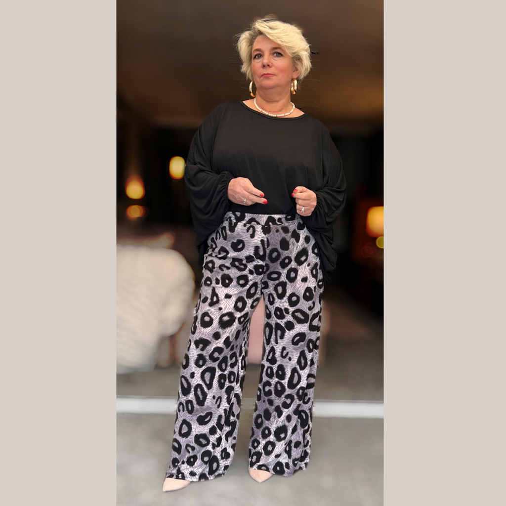 ROCKTHOSECURVES PEACOCK PRINT ELASTICATED WAIST PALAZZO TROUSERS