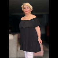 PLAIN BRIGHTLY COLOURED CRINKLED PLEATED LONG OFF SHOULDER TOP