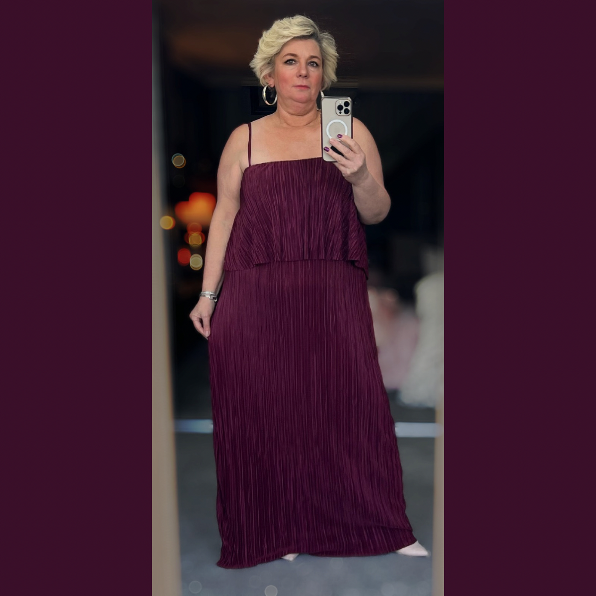 Pleated strappy Maxi Dress with overlay top section rockthosecurves