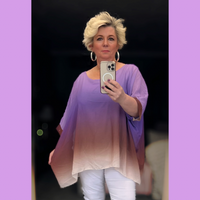 Chiffon Loose fitting batwing OMBRE blouse