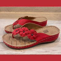 Lightweight Low wedge flower sandals with toe post