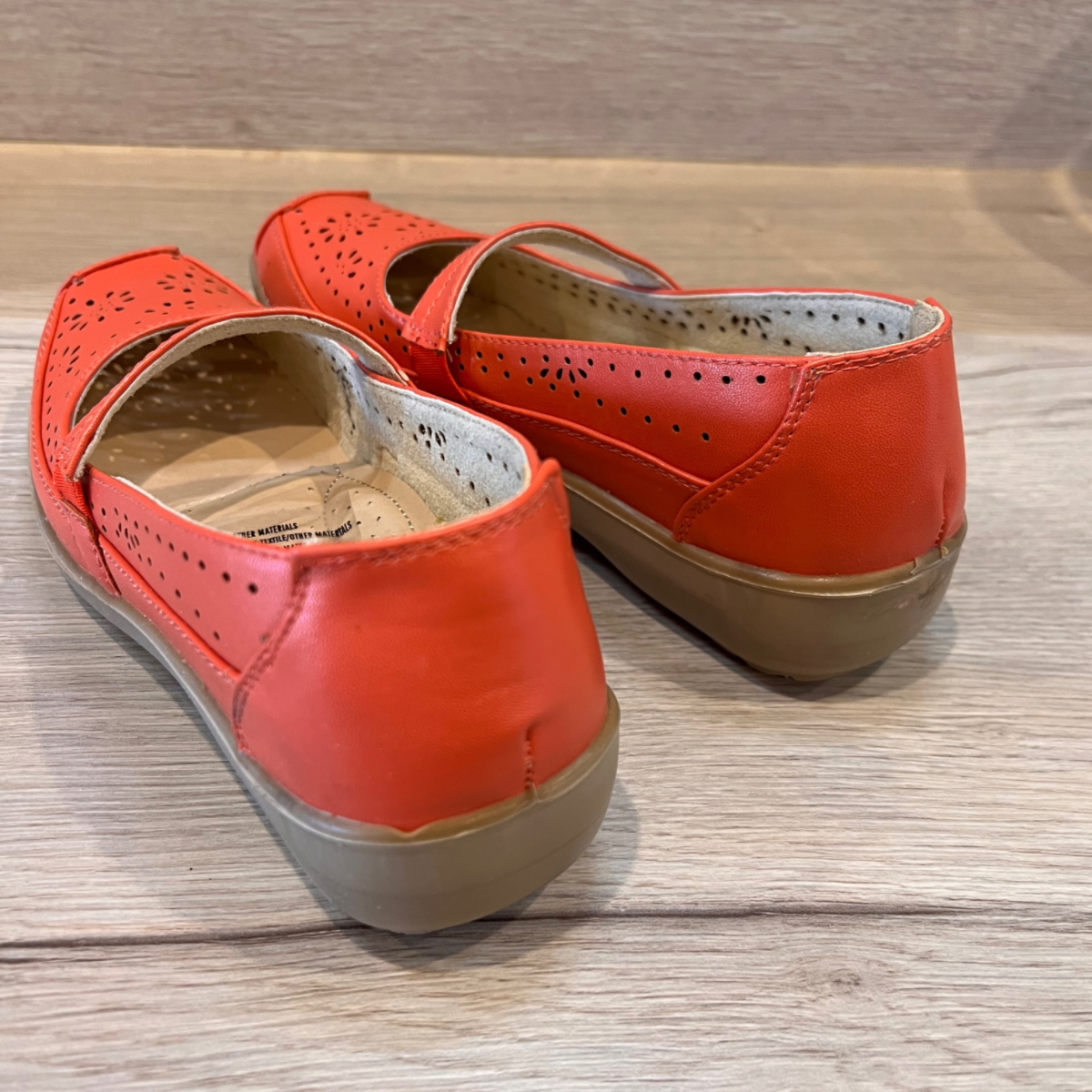 WATERMELON LOW WEDGE COMFORT SHOES WITH ELASTICATED STRAP