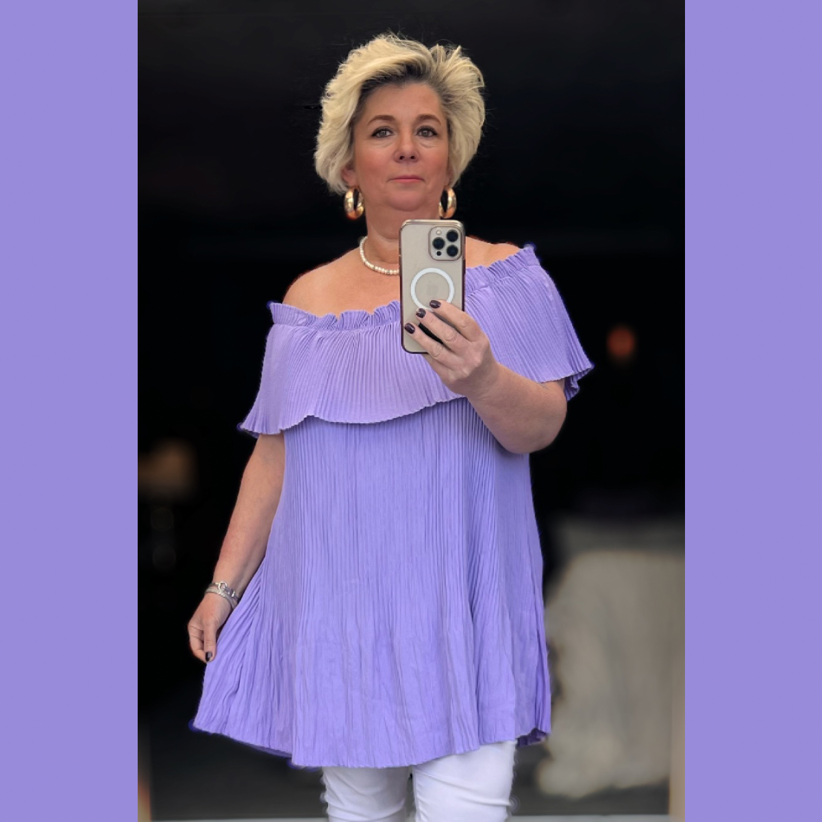 PLAIN BRIGHTLY COLOURED CRINKLED PLEATED LONG OFF SHOULDER TOP