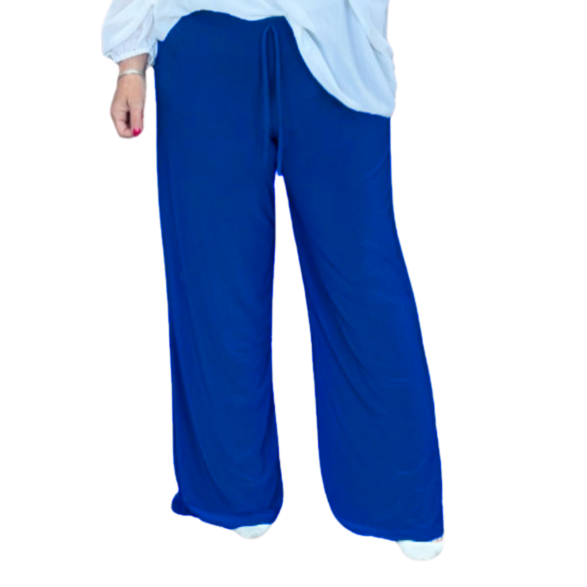 PLAIN STRETCHY HIGH WAIST WIDE LEG PALAZZO TROUSERS