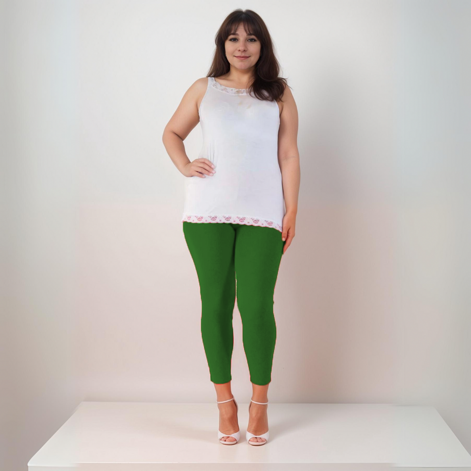 PLAIN HIGH WAIST VERY STRETCHY LEGGINGSGreen / UK 12-14