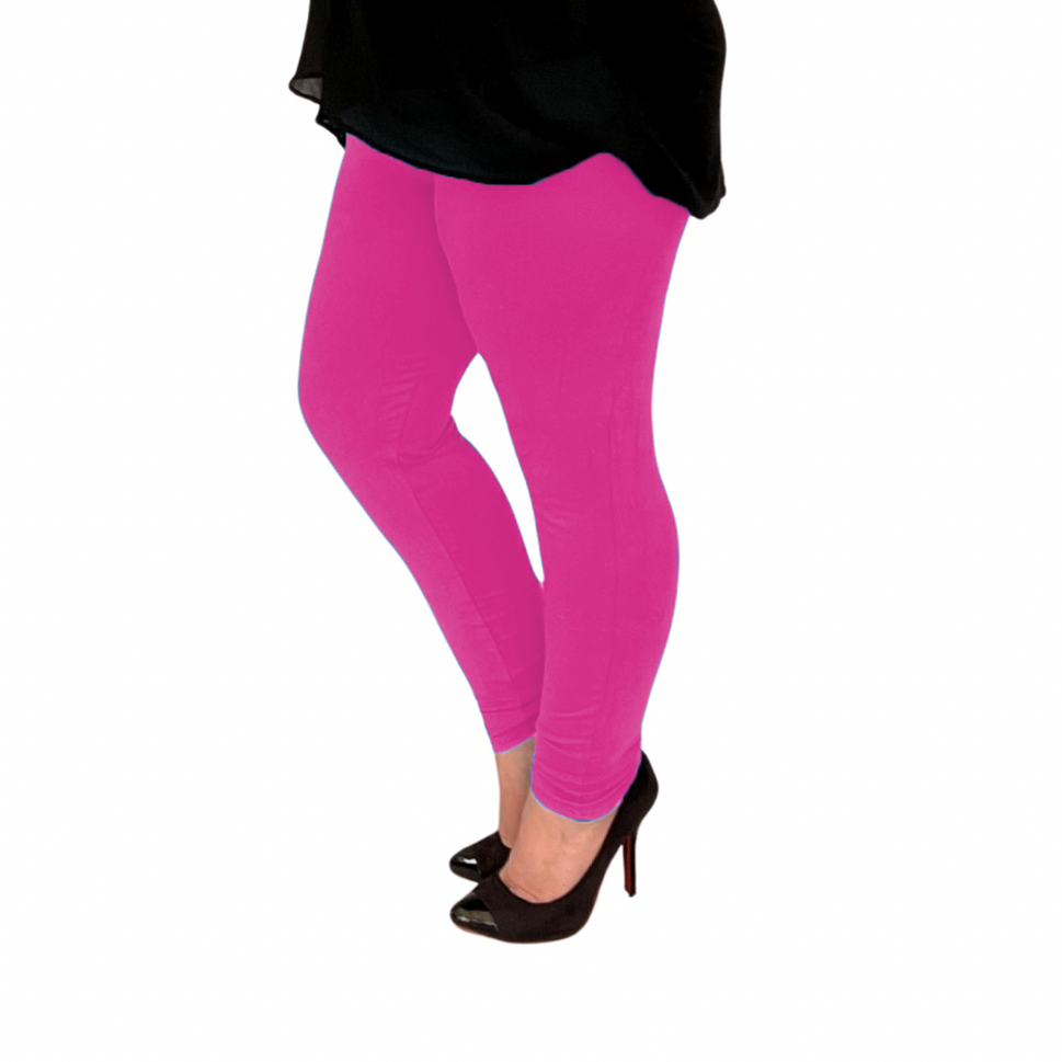 PLAIN HIGH WAIST VERY STRETCHY LEGGINGSFuchsia / UK 12-14