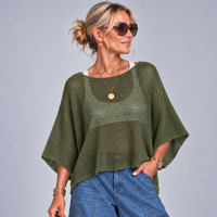 Lightweight 1/2 Sleeve Slash Neck Cotton Top