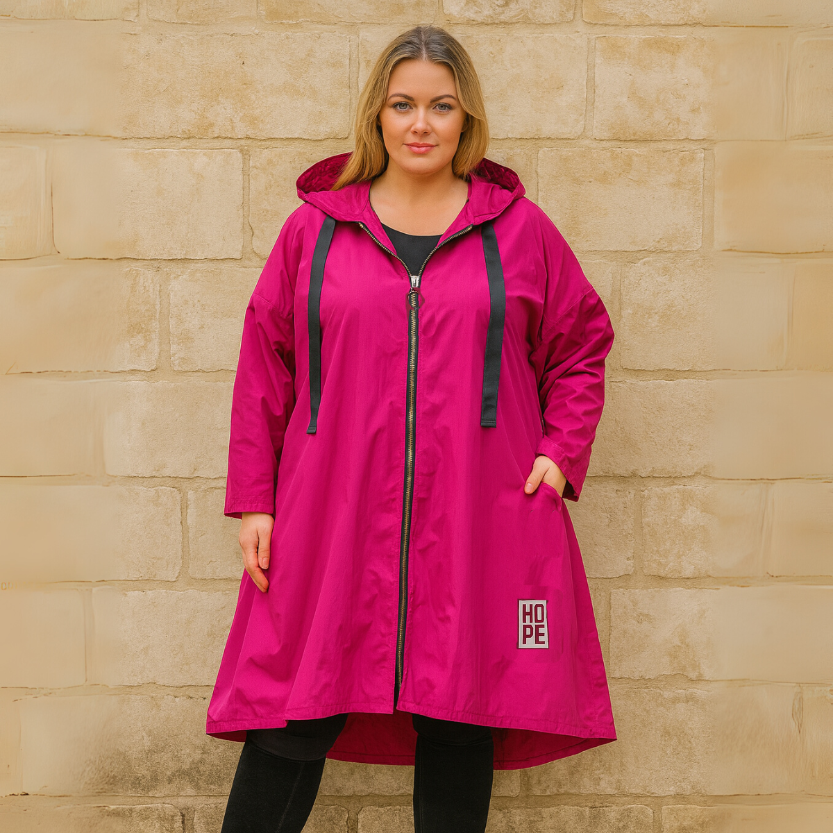 A-Line Dipped Hem Rain Mac
