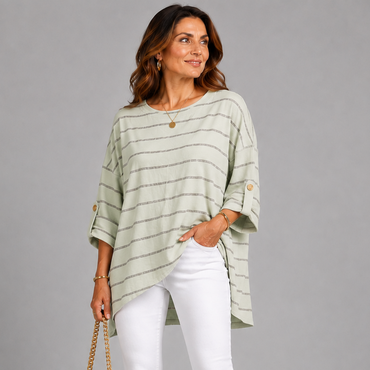 Cotton Button Fastening Striped Top / Jacket