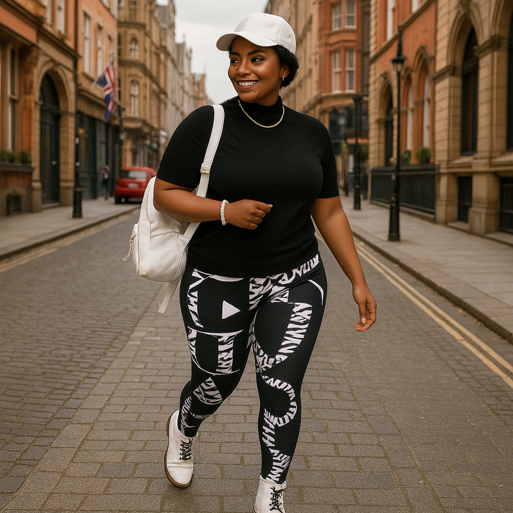 Black and White Love Print High-Waisted Leggings