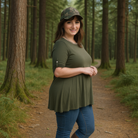 3/4 Button Sleeve Sleeve Swing Top