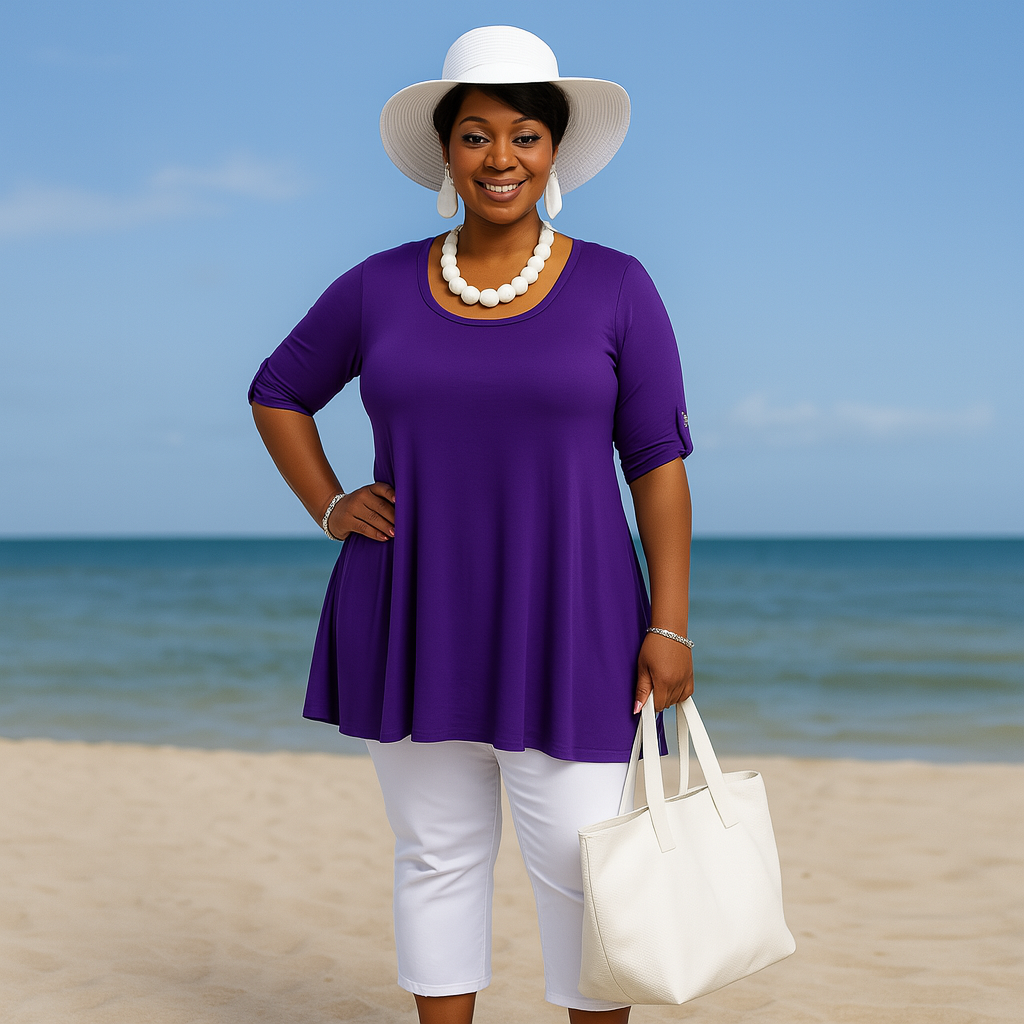 3/4 Button Sleeve Sleeve Swing Top