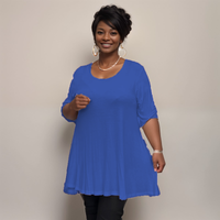 ROCKTHOSECURVES LOOSE FITTING A-LINE SWING TOP WITH BUTTON SLEEVES