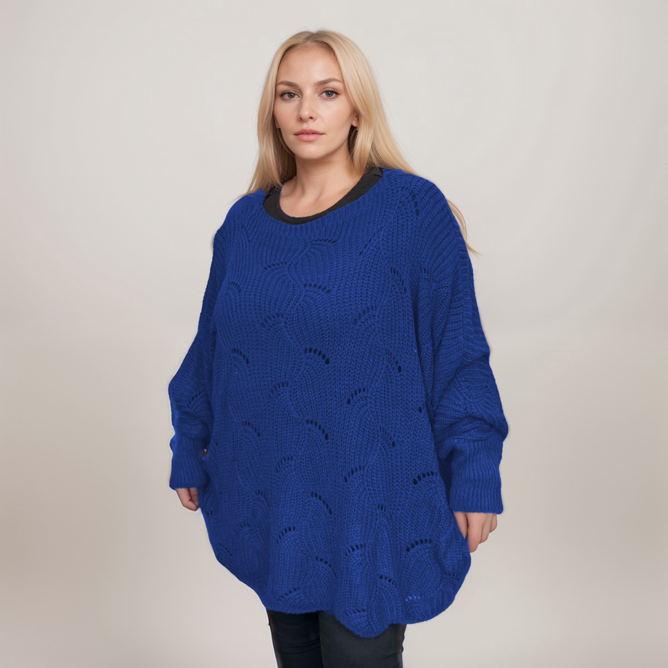 OVERSIZED SHELL PATTERN BATWING JUMPERROYAL BLUE / UK 16-18