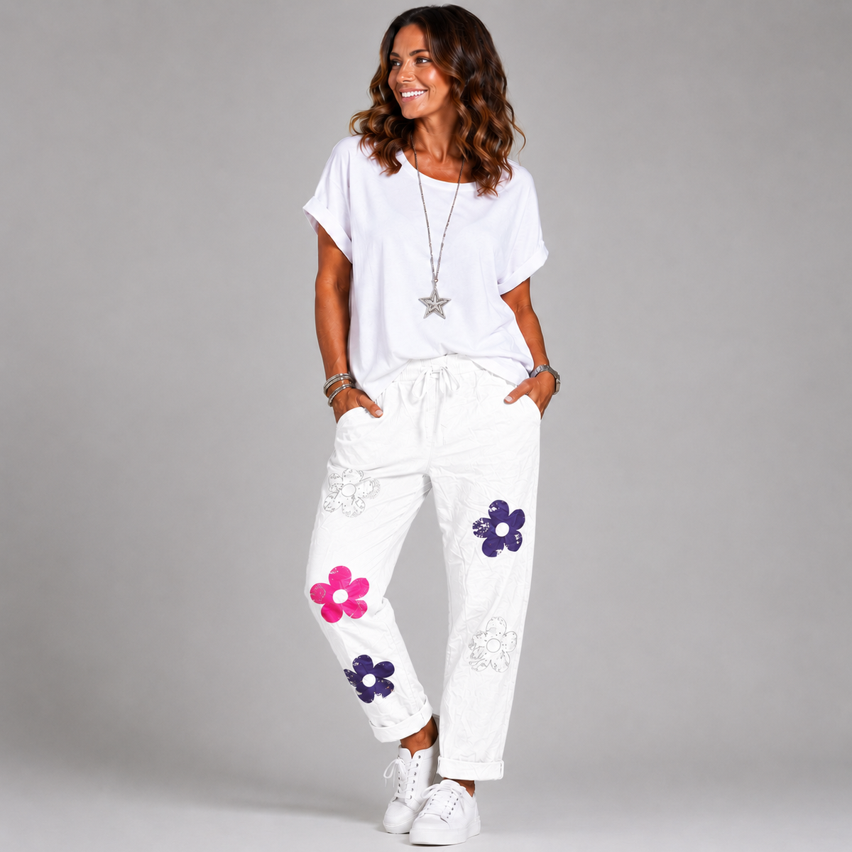 Super Stretch Magic Trousers / Jeans with Hippy Flowers