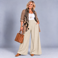 High Smock Waist Wide Leg Trousers With Pockets