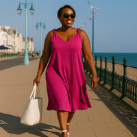 Sleeveless Swing Dress with Plaited Straps