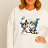 Christmas Gnome with Birdhouse Oversized Sweatshirt