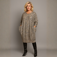 Grey Bronze Oversized Pocket Dress with Sequins