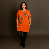 Sequin Butterfly Dipped Hem Top with Pockets