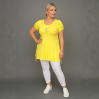 ROCKTHOSECURVES PUFF SLEEVE BUTTON FRONT TUNIC TOP