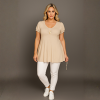 ROCKTHOSECURVES PUFF SLEEVE BUTTON FRONT TUNIC TOP