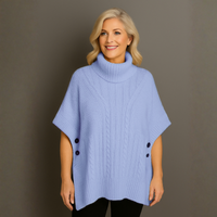 Chunky Knit Polo Neck Poncho / Jumper