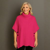 Chunky Knit Polo Neck Poncho / Jumper